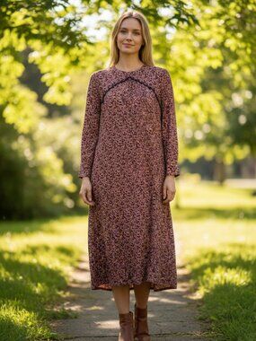 English Women's Bohemian Long Sleeve Embroidered Dress NWT MSRP $168